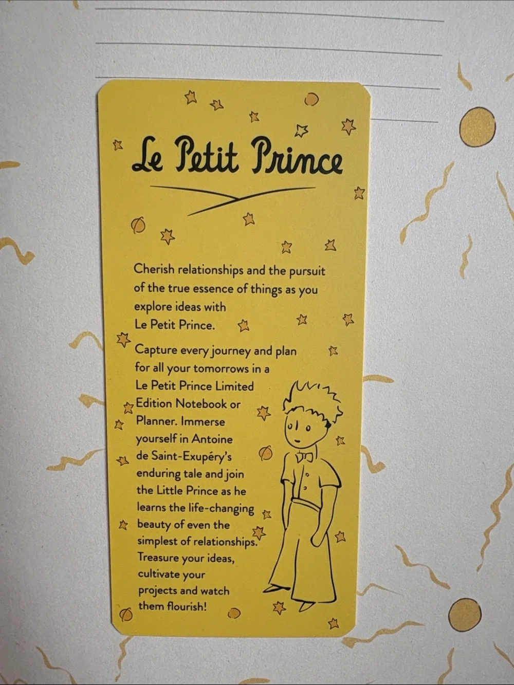 Le Petit Prince Blue Hardcover Notebook with Yellow Airplane Design